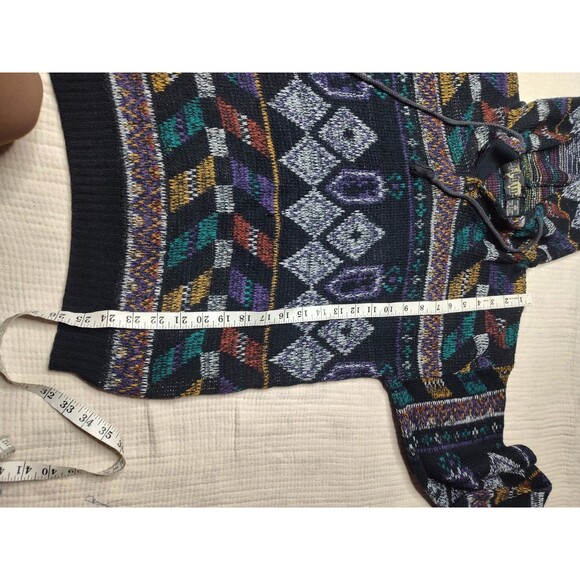 Vtg fluid size medium Baja style hooded sweater geometric sweater Rug Style - Picture 4 of 5
